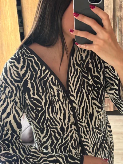 ست پیراهن و شلوار چاک دار زبرا