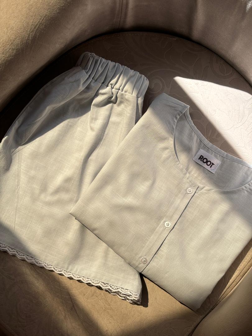 ست دو تیکه راحتی نوارگیپور دوزی شده