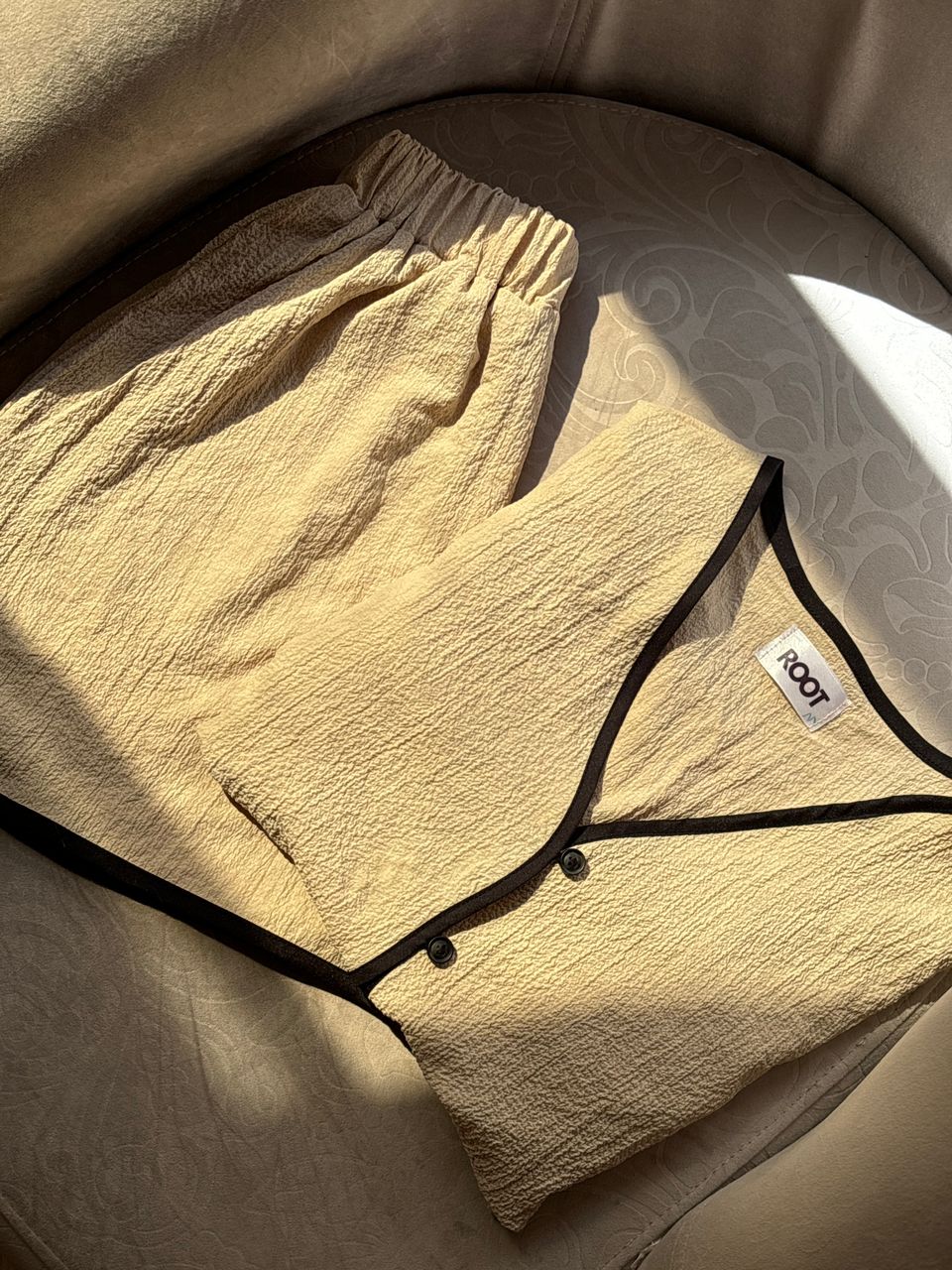 ست دو تیکه پیراهن و شلوارک نواردوزی